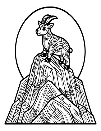 Capricorn Mountains - Free printable coloring page