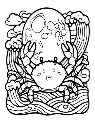 Cancer Moon Child - Free printable coloring page