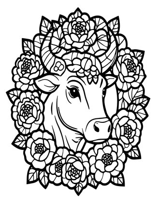 Taurus Floral - Free printable coloring page