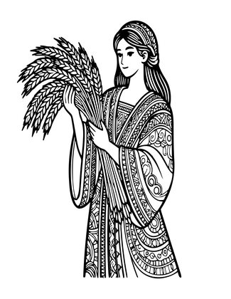 Virgo Maiden - Free printable coloring page