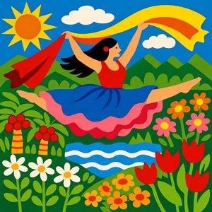 001 In A Folk Art Style A Woman With Black Hair JMDSa4ei - free printable paint by numbers