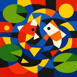 001 Two Stylized Koi Fish One Red And One Orange And 81B Fvh4 - free printable paint by numbers