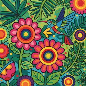 002 In A Folk Art Style A Stylized Hummingbird AOxBIOTY - free printable paint by numbers