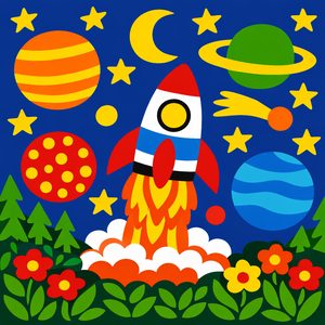 002 In A Playful Illustrative Style A Rocket Jx7P2WK7 - free printable paint by numbers