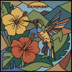 002 In A Stained Glass Style A Hummingbird Hovers 2albkfwM - free printable paint by numbers