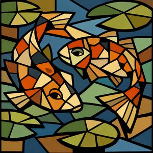 002 In A Stained Glass Style Two Koi Fish Are AJX9QkRE - free printable paint by numbers