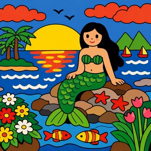 003 A Mermaid With Dark Hair And A Green Scaled Tail EY Kt1jI - free printable paint by numbers