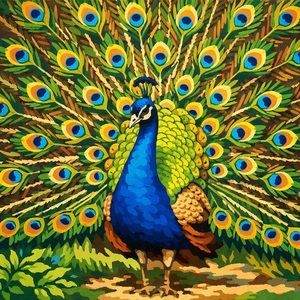 003 A Peacock Stands Proudly With Its Fanned Tail SkvmFVdd - free printable paint by numbers