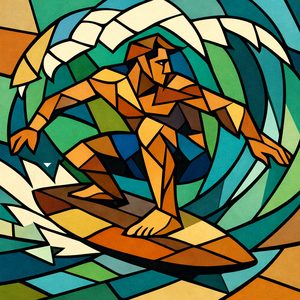 003 In A Stained Glass Style A Man Surfs A Wave ENbAKu2f - free printable paint by numbers
