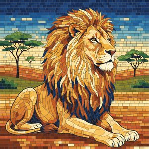 004 A Majestic Lion With A Flowing Mane Rests In A D3gULFDO - free printable paint by numbers