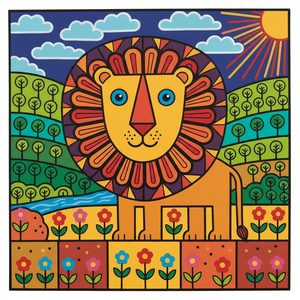 004 In A Naive Art Style A Stylized Lion With A JvFInKxj - free printable paint by numbers