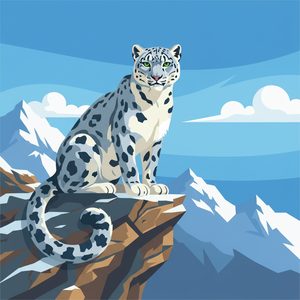 006 A Snow Leopard With Striking Green Eyes Sits UuUiEPtG - free printable paint by numbers