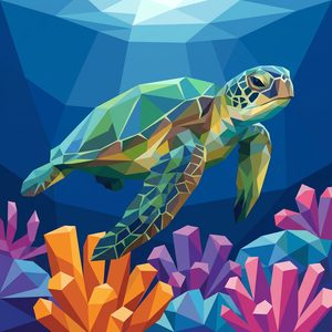 007 In A Geometric Low-Poly Style A Sea Turtle With FOG2g4em - free printable paint by numbers