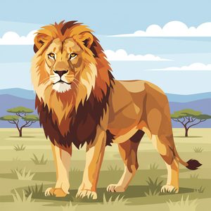 008 A Majestic Lion With A Full Mane Stands Proudly -R4RpUO - free printable paint by numbers