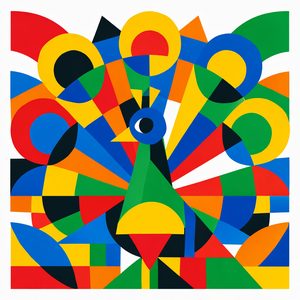 008 In A Geometric Style A Stylized Peacock Is 7zu ONPf - free printable paint by numbers