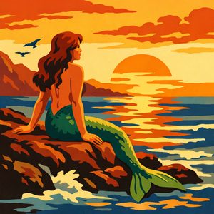 008 In A Graphic Illustration Style A Mermaid With B9wT5l7- - free printable paint by numbers