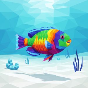 008 In A Low-Poly Style A Vibrantly Patterned Fish FEewNwws - free printable paint by numbers