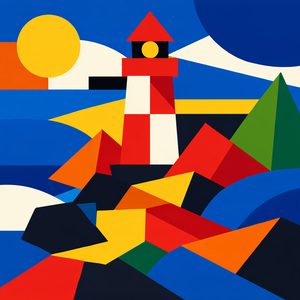 008 In A Minimalist Geometric Style A Lighthouse Ri 9yImC - free printable paint by numbers