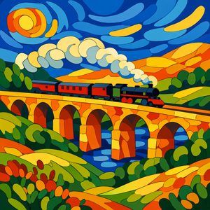 008 In A Stylized Mosaic Art Style A Steam Train 77ENDgLT - free printable paint by numbers