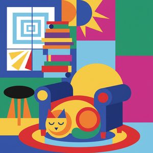 009 In A Minimalist Style A Stylized Cat Naps On A 9gkITt0n - free printable paint by numbers