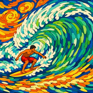 010 A Man Surfs A Wave Under A Swirling Abstract A4QhhHK - free printable paint by numbers