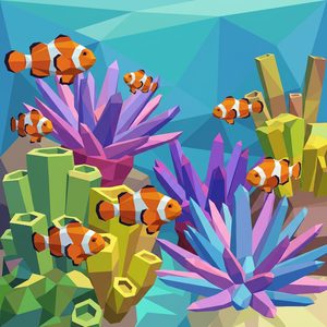 010 A School Of Clownfish Swim Amongst Stylized Coral XtHDgfZc - free printable paint by numbers
