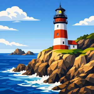 011 In A Graphic Art Style A Striped Lighthouse Mbohc9Eb - free printable paint by numbers