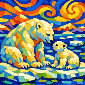 011 In A Stylized Cubist Manner A Mother Polar Bear Vl PzsU - free printable paint by numbers