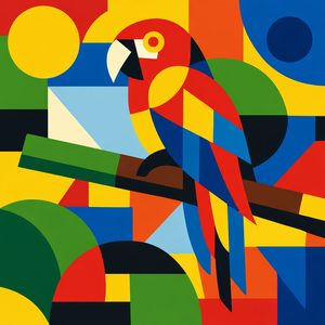 012 In A Geometric Style A Scarlet Macaw Is Depicted -TnLDs6Y - free printable paint by numbers