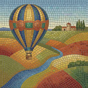012 In A Mosaic Style A Hot Air Balloon With Yellow Bjxn4oCY - free printable paint by numbers
