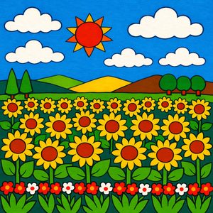 012 In A Naive Art Style A Field Of Sunflowers 3VwT6Qm - free printable paint by numbers