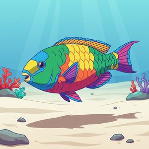 013 A Close-Up Shows A Highly Detailed Parrotfish NvqH-9QU - free printable paint by numbers