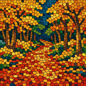 013 A Forest Path Is Depicted With A Mosaic Style 5o4zt1kI - free printable paint by numbers
