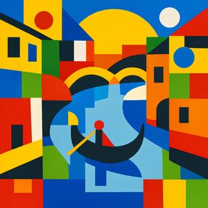 013 In A Cubist Style A Simplified Scene Depicts A ODJMNYFc - free printable paint by numbers