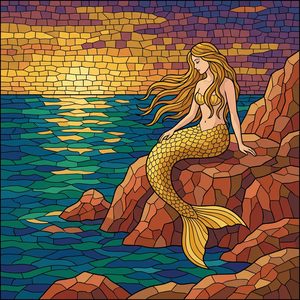 014 A Mermaid With Long Blonde Hair And A Golden VWPmplrs - free printable paint by numbers