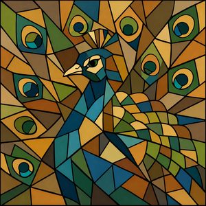 014 A Peacock Is Depicted In A Stained Glass Style CVXGnf4a - free printable paint by numbers