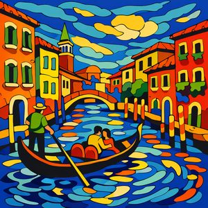 014 In A Stylized Illustration A Gondolier Navigates 9 Lv7Nx7 - free printable paint by numbers