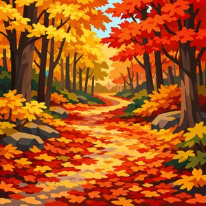 015 A Winding Path Through An Autumnal Forest Is InHIPjBd - free printable paint by numbers