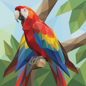 015 In A Low-Poly Style A Scarlet Macaw Perches On A HSi2S3Vt - free printable paint by numbers
