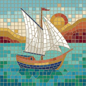 016 A Stylized Sailboat With White Sails Navigates GGzDqypj - free printable paint by numbers