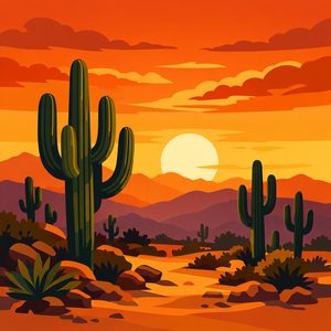 016 In A Flat Design Style Large Saguaro Cacti P86CSnlX - free printable paint by numbers