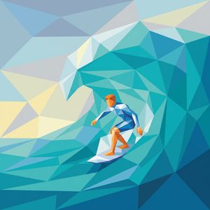 017 A Surfer Rides A Large Wave Against A Geometric TEfiwCDi - free printable paint by numbers