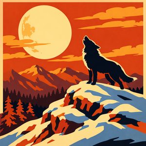 018 A Silhouetted Wolf Stands On A Snowy Precipice MyPz3P3q - free printable paint by numbers