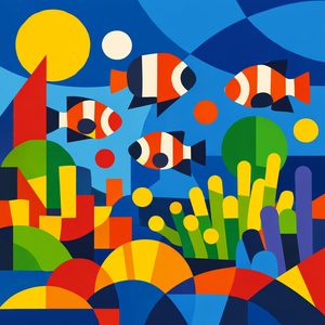 018 In A Modernist Style Three Clownfish Swim U-X7Ubuf - free printable paint by numbers