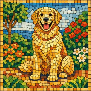 018 In A Stained Glass Style A Happy Golden 2M7Mpflb - free printable paint by numbers