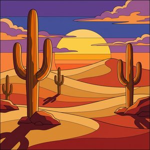 018 In A Stylized Desert Landscape Layered Dunes FM5V0n0w - free printable paint by numbers