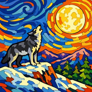 019 A Wolf Howls At A Full Moon From A Rocky Perch OvuBnE21 - free printable paint by numbers