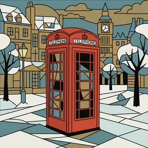 020 A Bright Red Telephone Booth Stands In A J6hJ-LKb - free printable paint by numbers