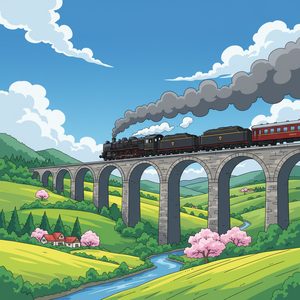 020 In A Charming Storybook Style A Vintage Steam XEoOUSEo - free printable paint by numbers