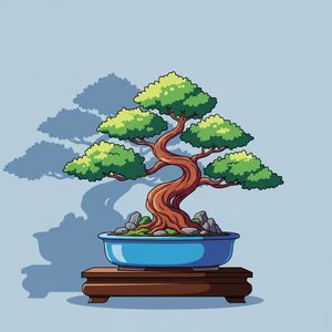 021 A Stylized Bonsai Tree With A Thick Twisted O-GqAv7w - free printable paint by numbers